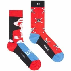 Capslab Paire de chaussettes de ville One Piece Luffy for Chaussettes et collants Couleur Rouge